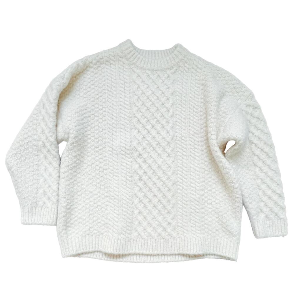 Truth by Republic Cable Knit Sweater Cream Wool Alpaca Blend Oversized M